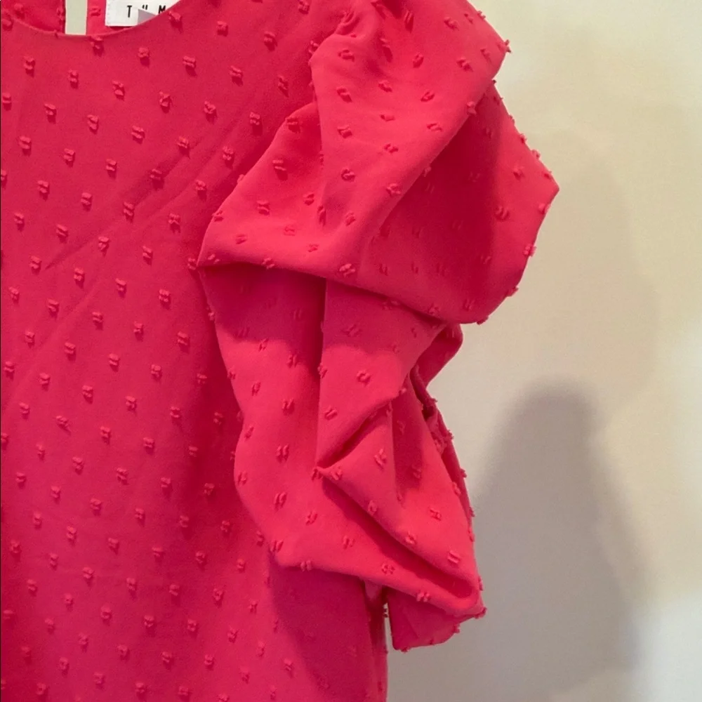 THML Hot Pink Asymmetrical Ruffle Sleeve Dress - Picture 5 of 6